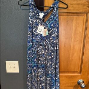 Blue Paisley Sleeveless Dress